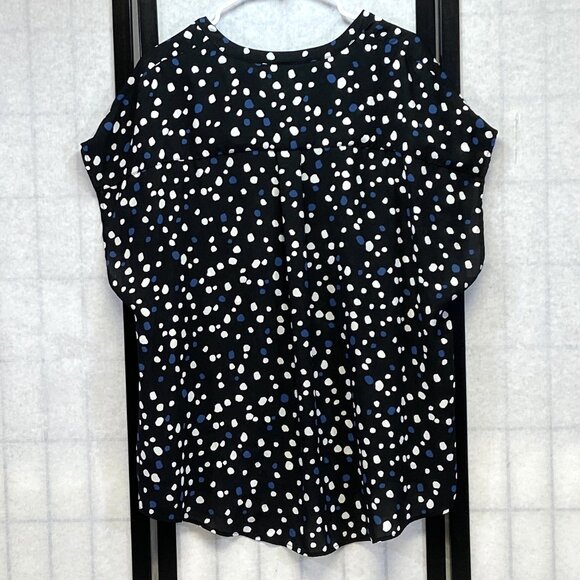 Torrid Sleeveless Zip V Neck Semi Sheer Polka Dot Top Black White Blue 1 - Picture 2 of 14